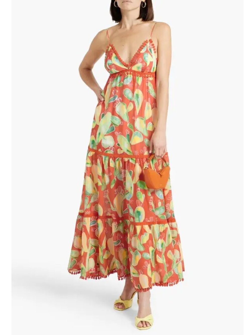 CHARO RUIZ IBIZA Salamanca Maxi Dress Cotton Fruit Print Tiered NEW